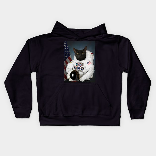 Black Cat Astronaut (Nasa Employee Photo) Kids Hoodie by treszurechest